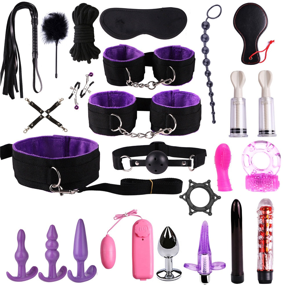 Sex Toys For Couples Handcuffs Whip Nipples Clip Blindfold Mouth Gag Adult Sex Toys image