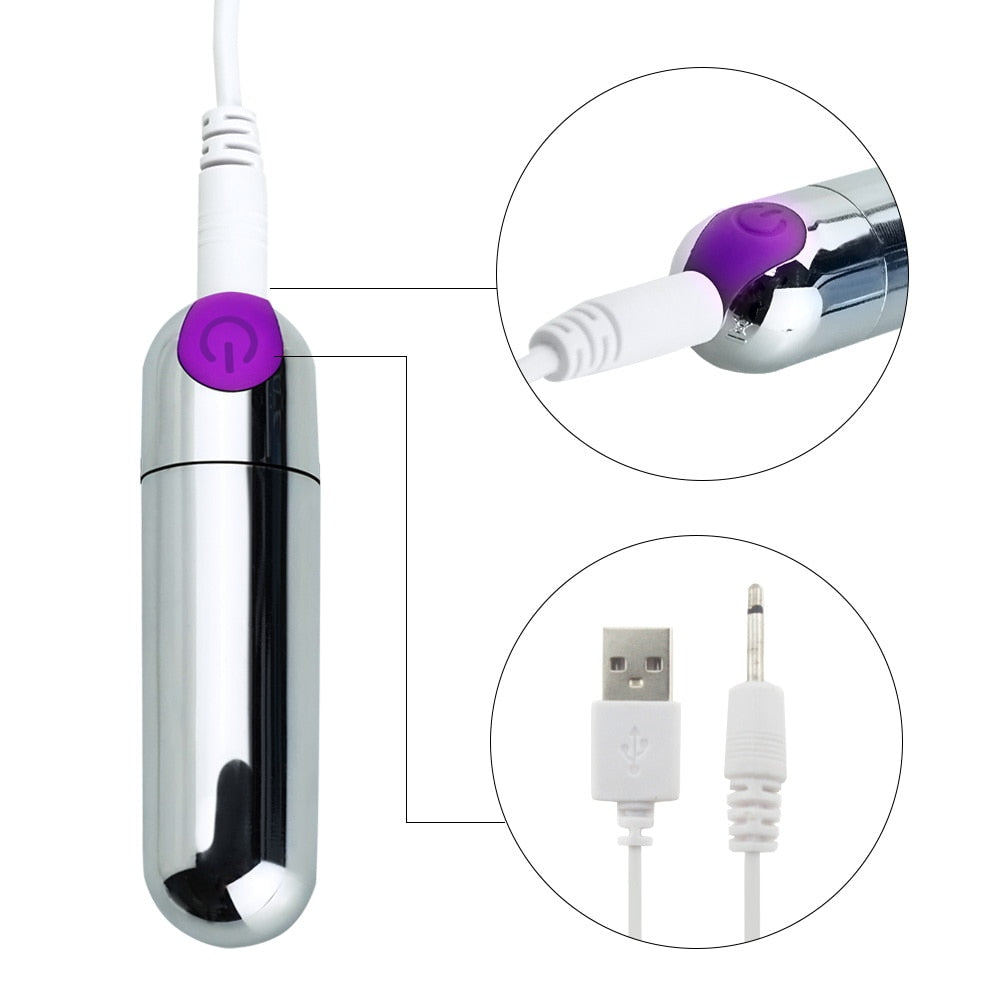 USB Rechargeable Mini Bullet Vibrator 10 Speed Waterproof G-spot Clito