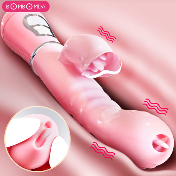 Double Tongue Cunnilingus Vibrator Dildo Vagina Licking Clitoris Stimulation Vibrator Adult Sex Toys for Women USB Rechargeable