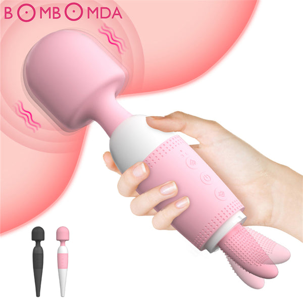 Powerful Clitoris Vibrators Tongue Licking Magic Wand AV Vibrator Massager Vaginas Stimulator Erotic Sex Toys for Women Adult
