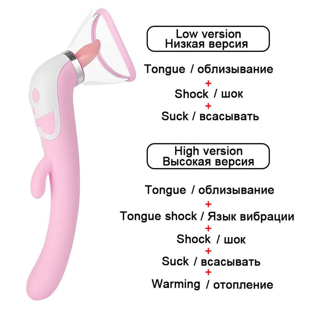 Tongue Dildo Vibrator For Women Heating Nipple Sucker Oral Licking